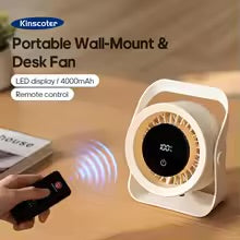 Portable Smart Cooling Fan – 4000mAh Rechargeable Desk Fan with Remote