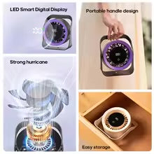 Portable Smart Cooling Fan – 4000mAh Rechargeable Desk Fan with Remote