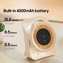 Portable Smart Cooling Fan – 4000mAh Rechargeable Desk Fan with Remote